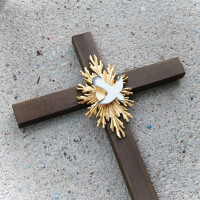 Large Wooden Wall Cross with Dove