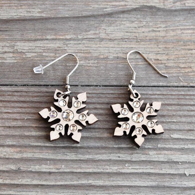 Wooden Earrings Snowflake