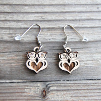 Drevené náušnice Sova