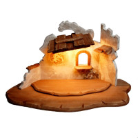 Drevený domec so svetlom pre Betlehem