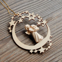 Drevený anjel vianočná dekorácia