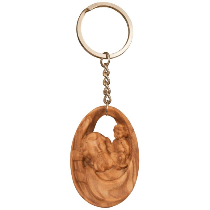 Keyring  - Saint Christopher - olive wood