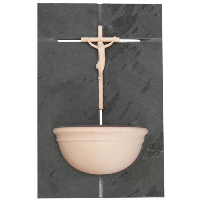 Slate Holy Water Font with Crucifix