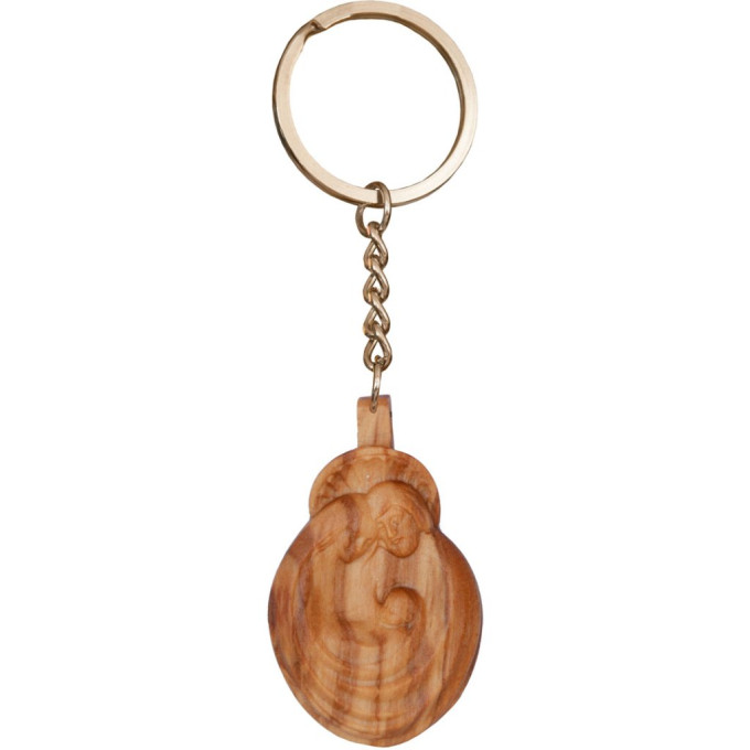 Keyring - Holy Family in olive wood