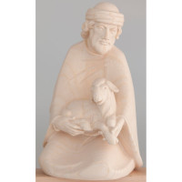 Shepherd kneeling with sheep - Morning Star