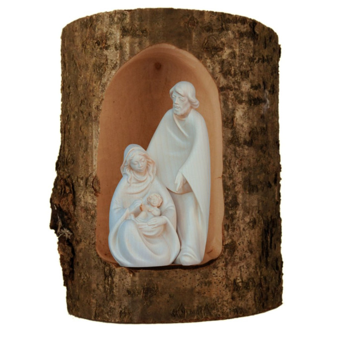 Holy Family in wooden log