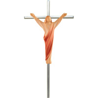 Risen Christ on stainless steel cross