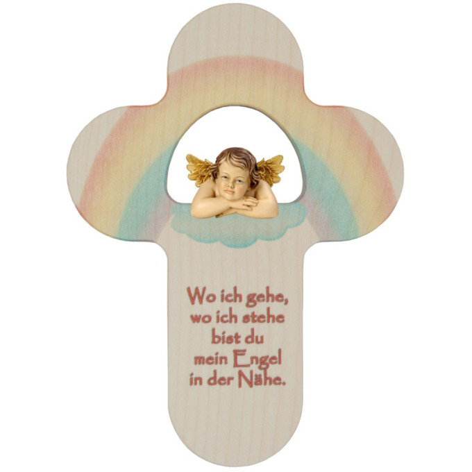 Childrens Cross with Guardian Angel rainbow