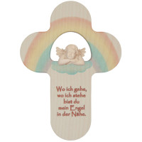Childrens Cross with Guardian Angel rainbow