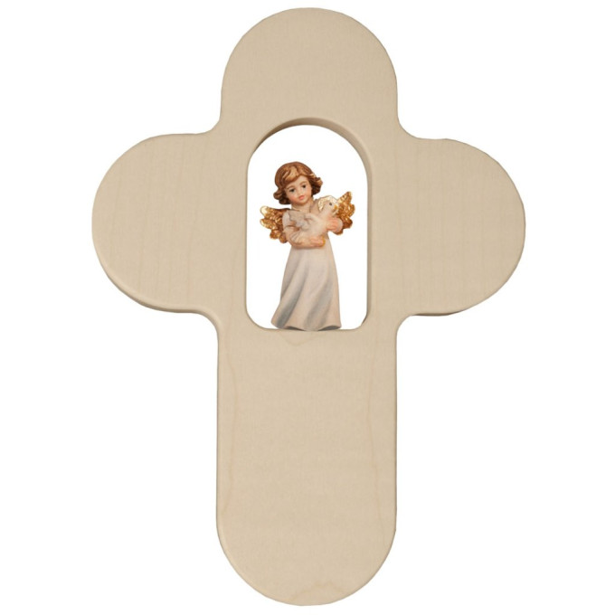 Childrens crucifix with Angel and dove 5 cm