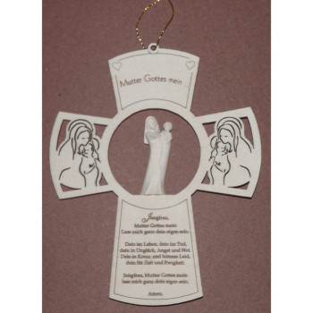 Krížik s Pannou Máriou a modlitbou