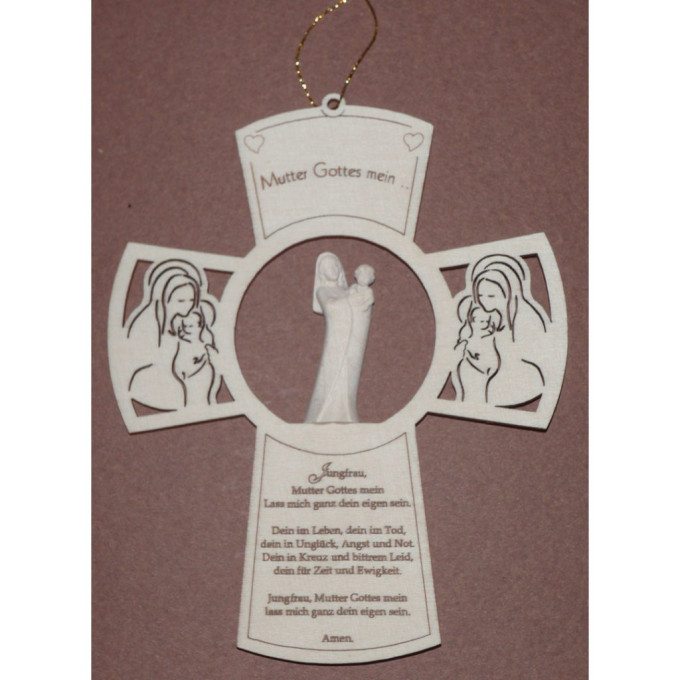 Cross with Virgin Mary and prayer