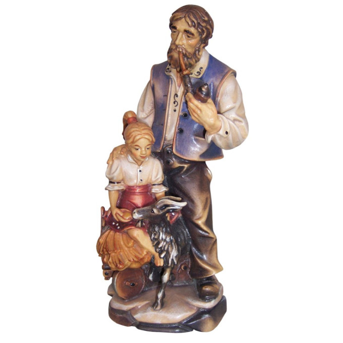 Farmár s dievčaťom a kozou