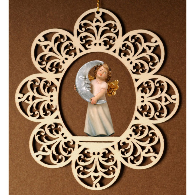 Ornament with angel and moon