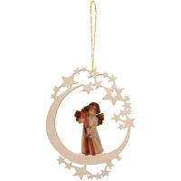 Moon with angel and skis