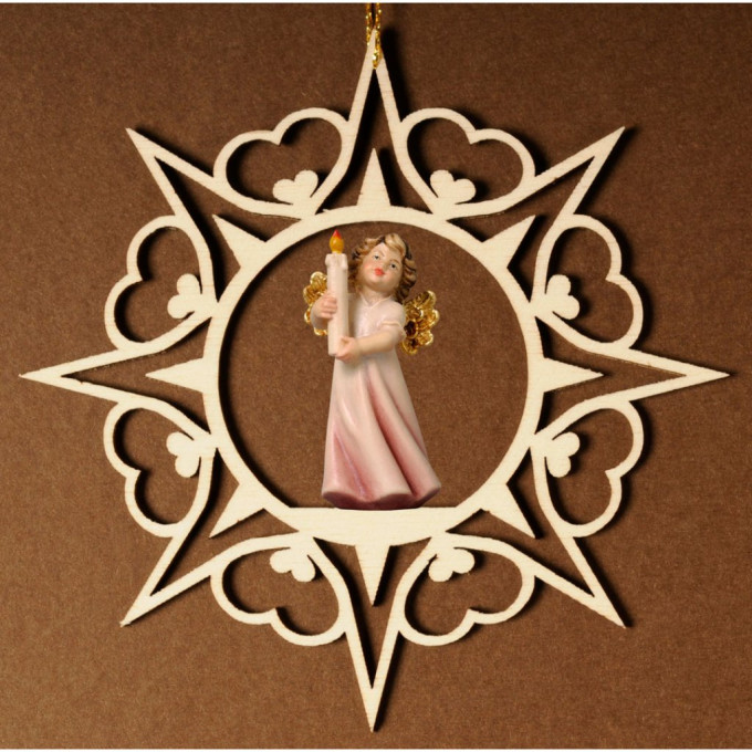 Heart star with angel candle