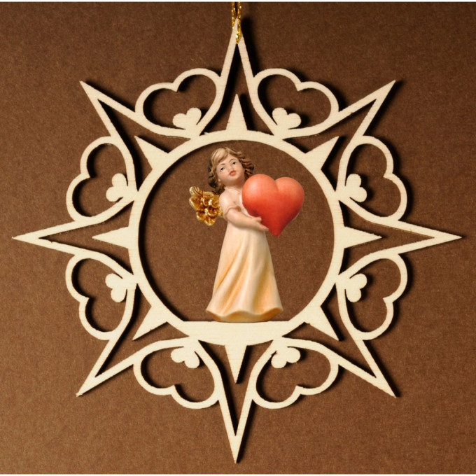 Srdcová hviezda s anjelom a srdcom