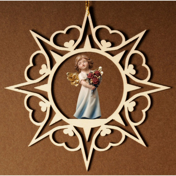 Srdcová hviezda s anjelom a ružami