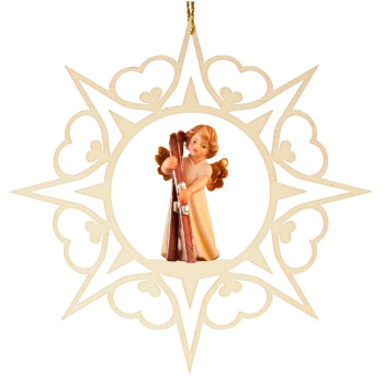 Srdcová hviezda s anjelom a lyžami