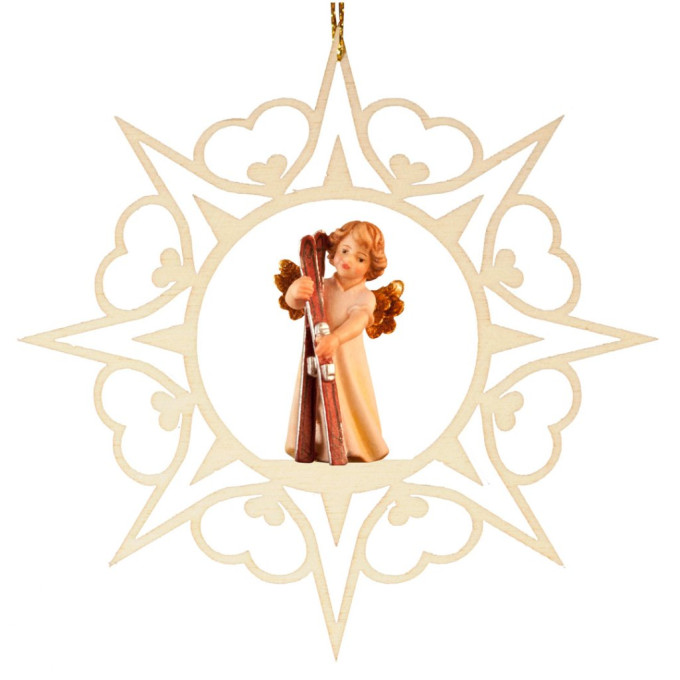 Srdcová hviezda s anjelom a lyžami