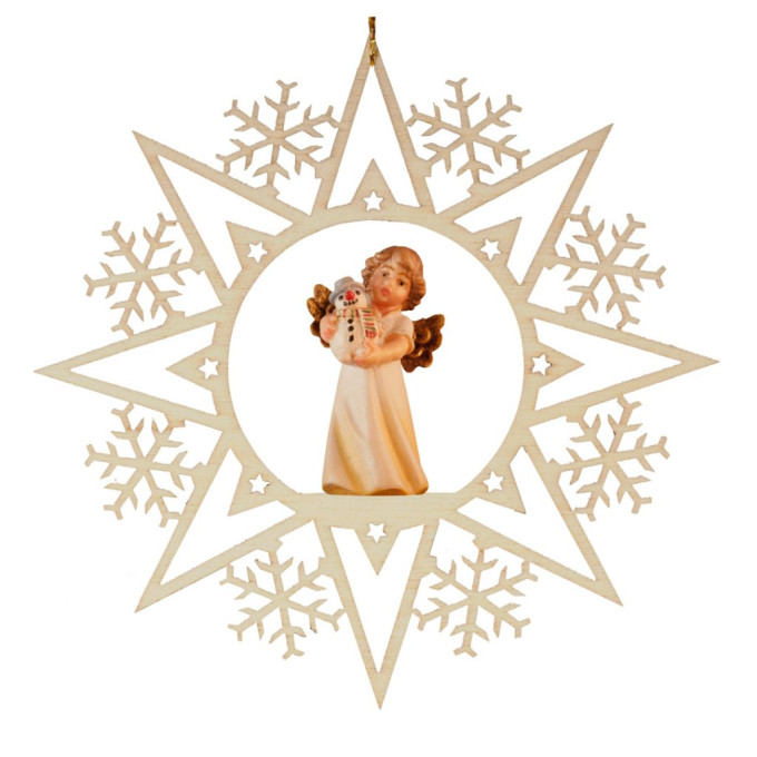 Crystal star with angel snow man