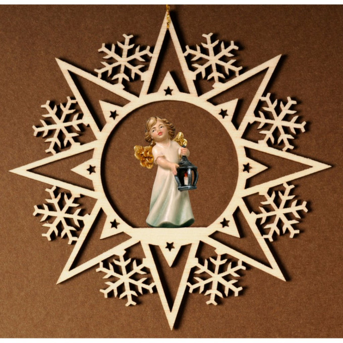 Krištáľová hviezda s anjelom a lampášom