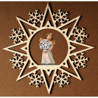 Krištáľová hviezda s anjelom a vločkou