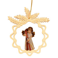 Okrúhla hviezda s anjelom a lyžami