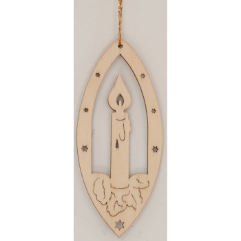 Drevená laserová dekorácia - Sviečka s hviezdou (10ks)