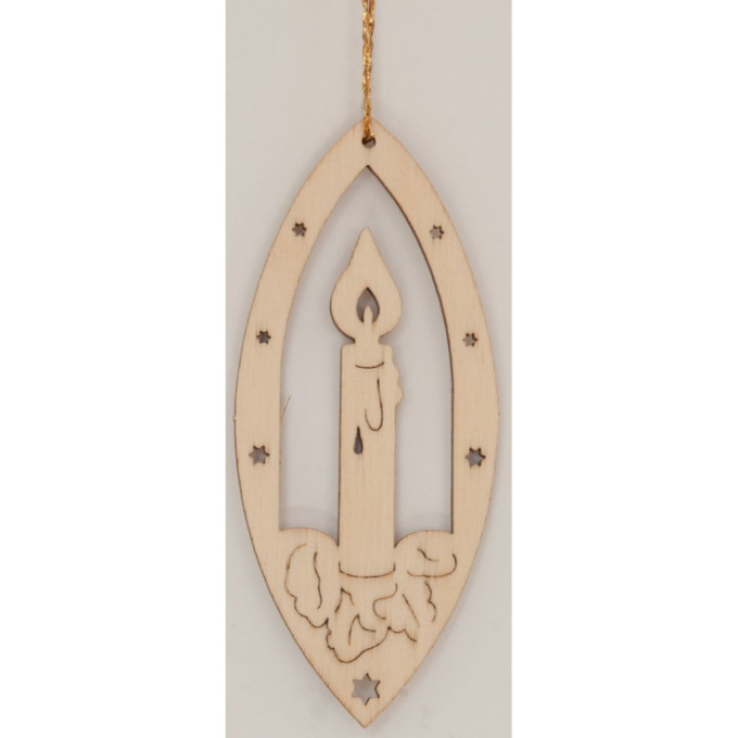 Wooden laser dekoration - Candle with stars (10 pcs)