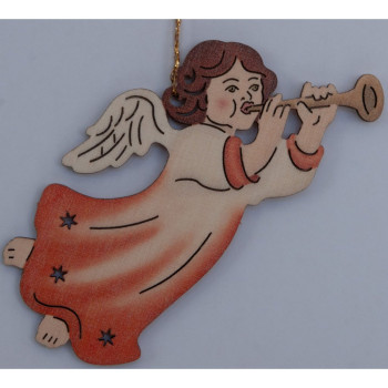 Drevená laserová dekorácia - Anjel s trombónom (10ks)