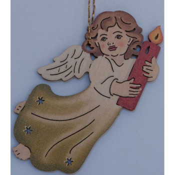 Drevená laserová dekorácia - Anjel so sviečkou (10 ks)