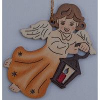 Drevená laserová dekorácia - Anjel s lampášom (10 ks)