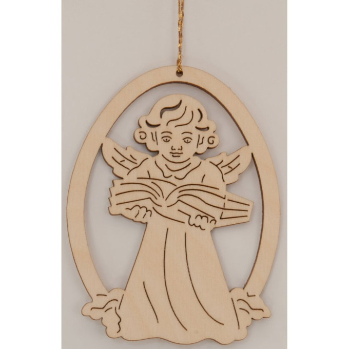 Wooden laser decoration - Angel with book (10 pcs)