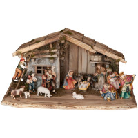 Nativity set Rasciesa with stable and 15 figurines