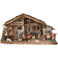 Nativity set Alpe di Siusi with stable and 16 figurines