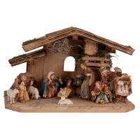 Traditional Nativity set with Tyrolean Stable (12 fig)