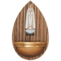 Wooden Holy water font with Our Lady of Fatima