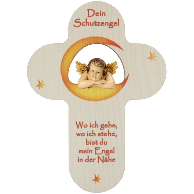 Children`s Cross with angel and prayer