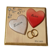 Svadobné srdcia Drevený obraz