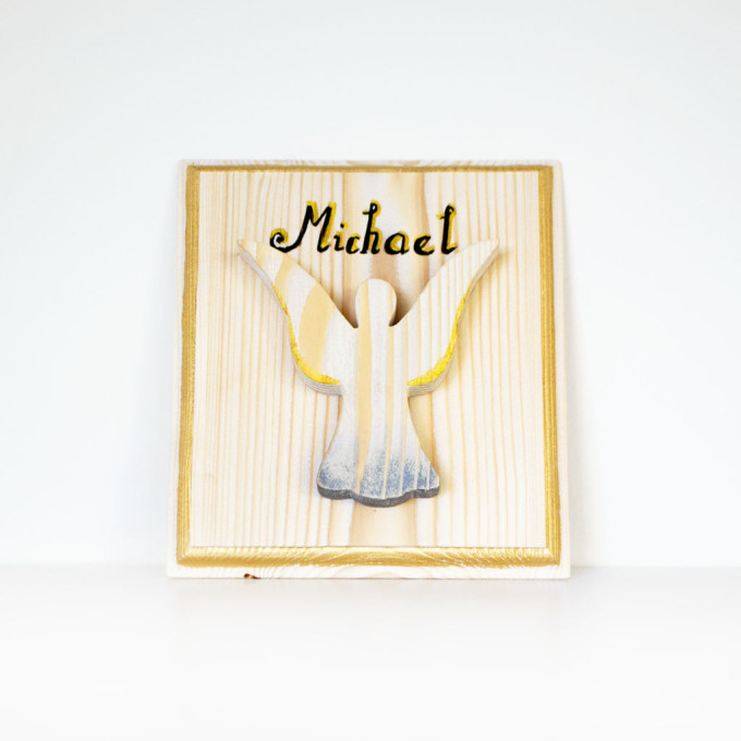 Angel with Name Wooden Picture