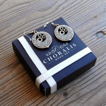 Drevené Krištáľové náušnice