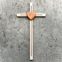 Light Wooden Wall Cross with Heart