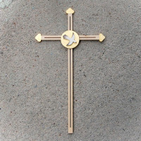 Wooden Wall Cross with Golden Dove