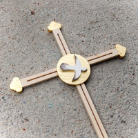 Wooden Wall Cross with Golden Dove