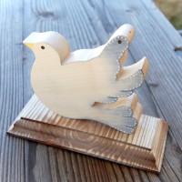 Wooden Dove Decoration on stand - painted