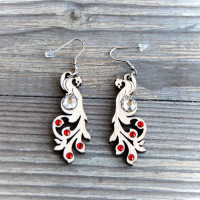 Drevené náušnice Fénix