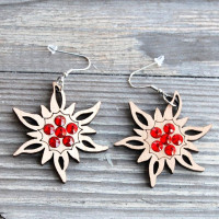 Drevené náušnice Veľký kvet