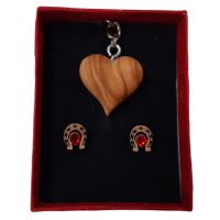 Darčeková sada náušnice podkovy a kľúčenka srdiečko