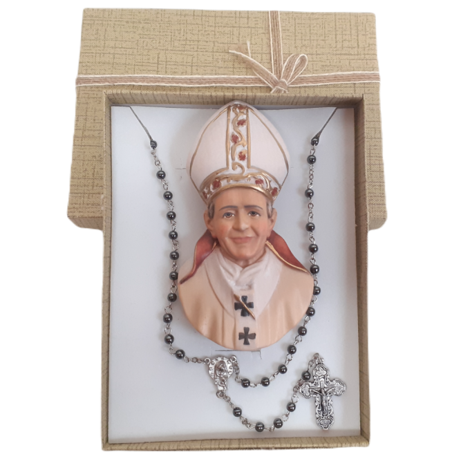 Gift set Rosary and Relief of Pope St. John Paul II.